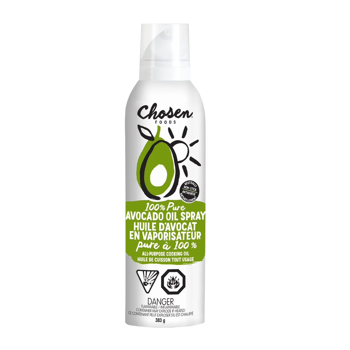 100% Avocado Oil Spray - 4 Cases x 2 Bottles x 383 g - Chosen Foods - Canadian Distribution - Ships Free Within Canada on Orders Above CAD $199