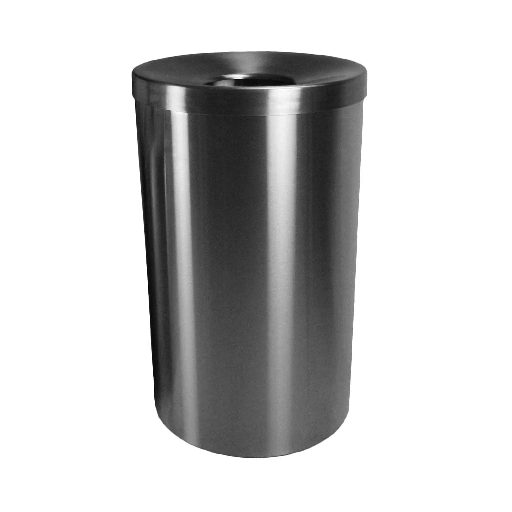 125L Stainless Steel Open Top Round Waste Receptacle - Sold By The Case