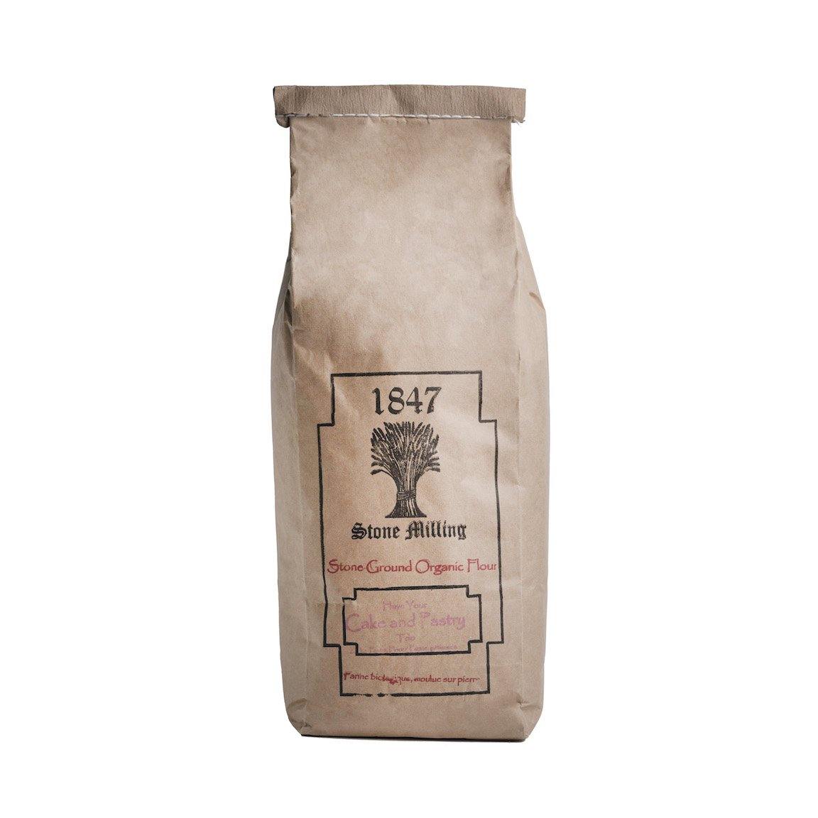 1847 STONE MILLING Organic Unbleached Cake & Pastry Flour - 20kg - Canadian Distribution - Ships Free Within Canada on Orders Above CAD $199