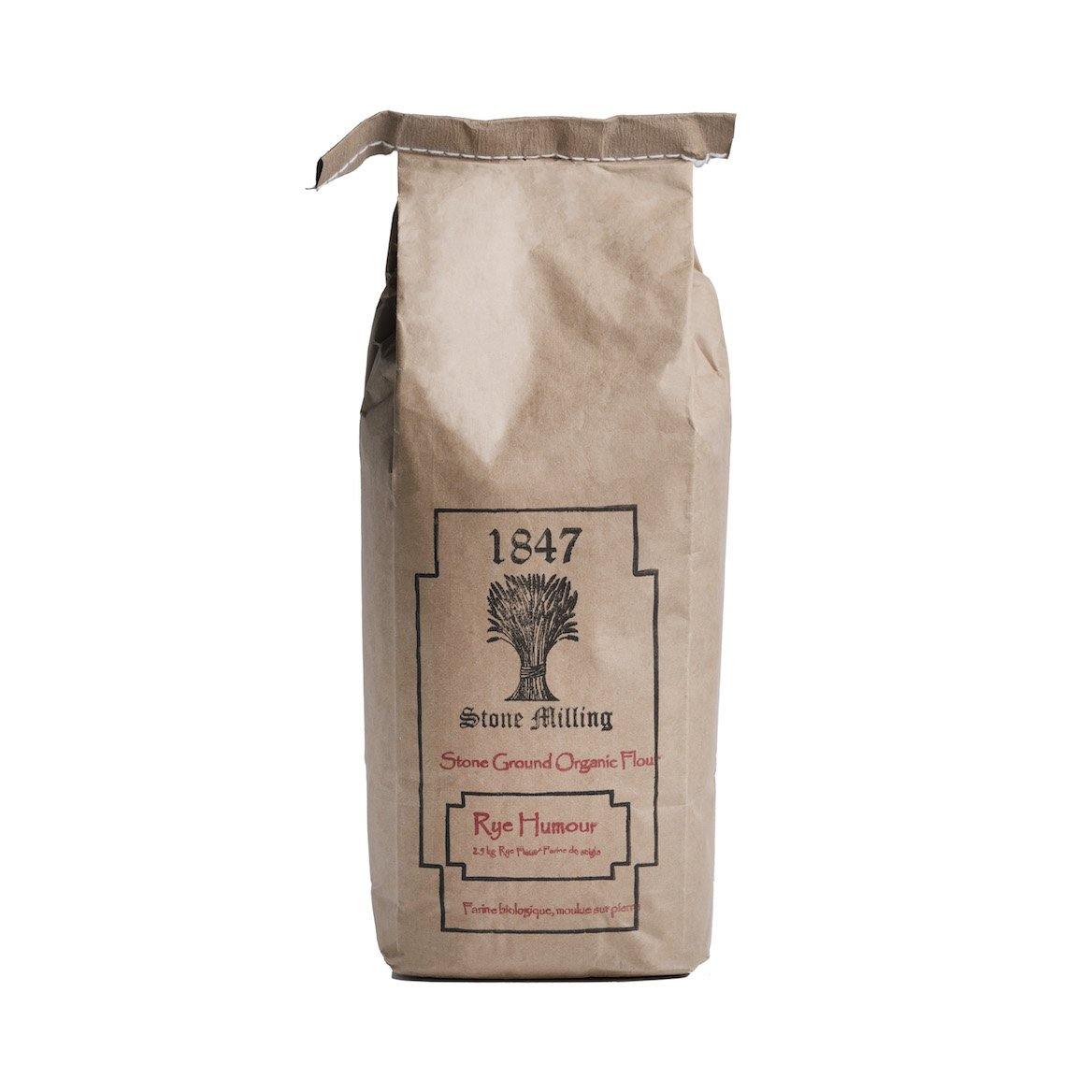 1847 STONE MILLING Rye Humour – Organic Unbleached Rye Flour - 20kg - Canadian Distribution - Ships Free Within Canada on Orders Above CAD $199