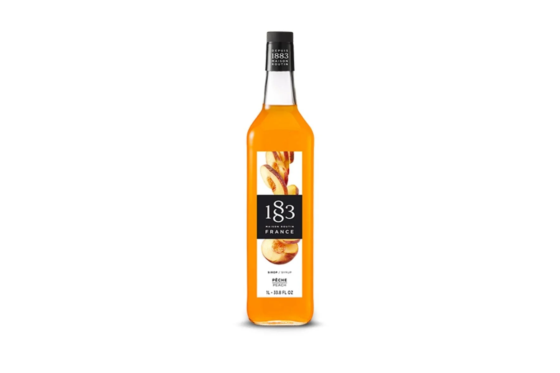 1883 Maison Routin Premium Syrup - 6 x 1L Pet-Plastic Bottles - Peach - Ships Free Within Canada on Orders Above CAD $199