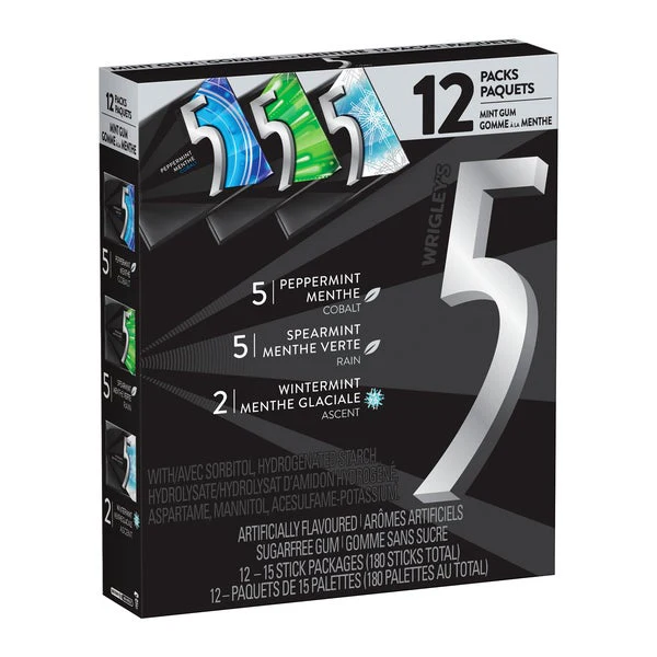 5 Sugar-free Gum Variety Packs - 4 Cases x 12 Packs x 15 Pieces - Wrigley’s - Canadian Distribution - Ships Free Within Canada on Orders Above CAD $199 - Image 2