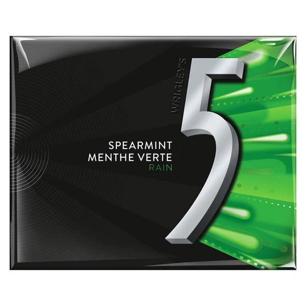 5 Sugar-free Rain Tingling Spearmint Gum - 4 Cases x 10 Packs x 15 Pieces - Wrigley’s - Canadian Distribution - Ships Free Within Canada on Orders Above CAD $199