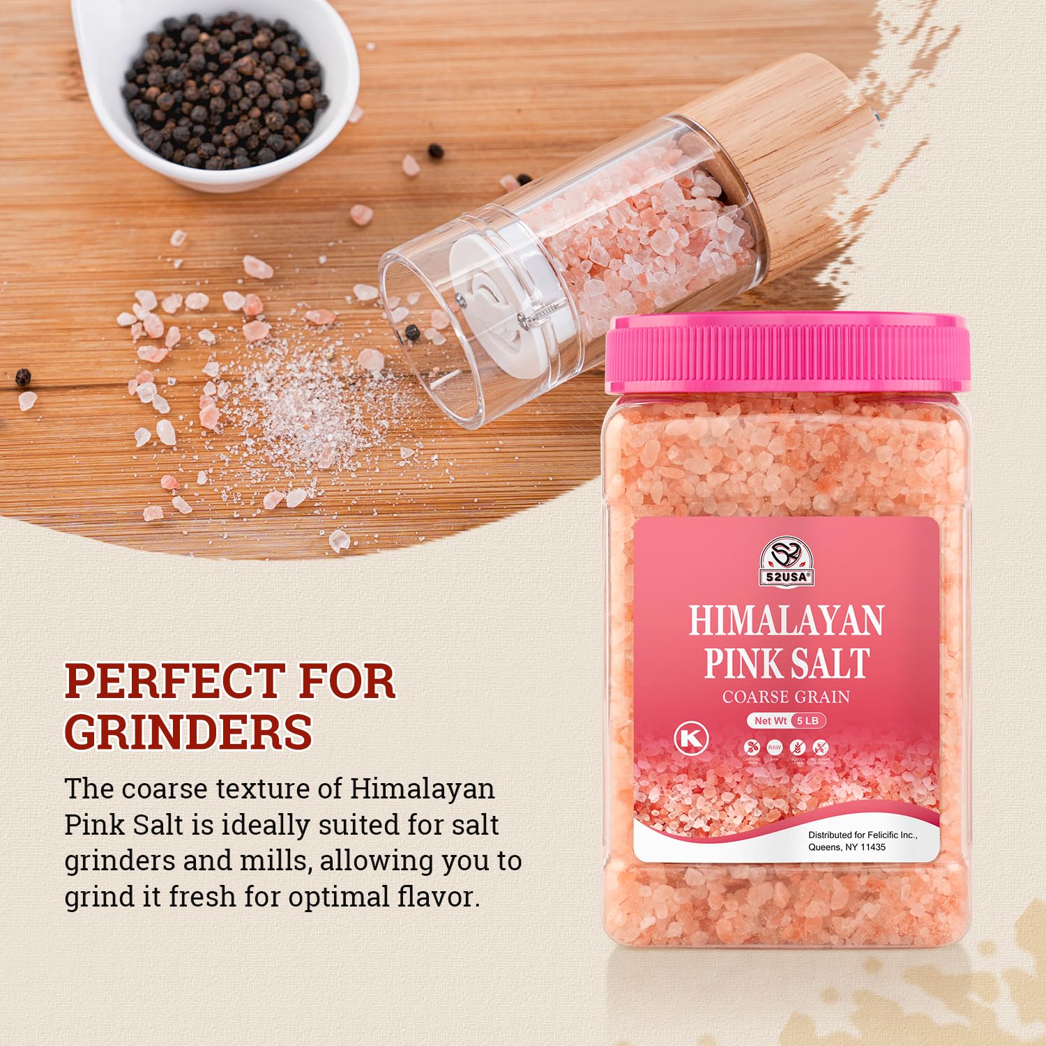 52USA โ Himalayan Pink Salt โ Coarse Grind โ 5 lb - Canadian Distribution - Ships Free Within Canada on Orders Above CAD $199 - Image 4