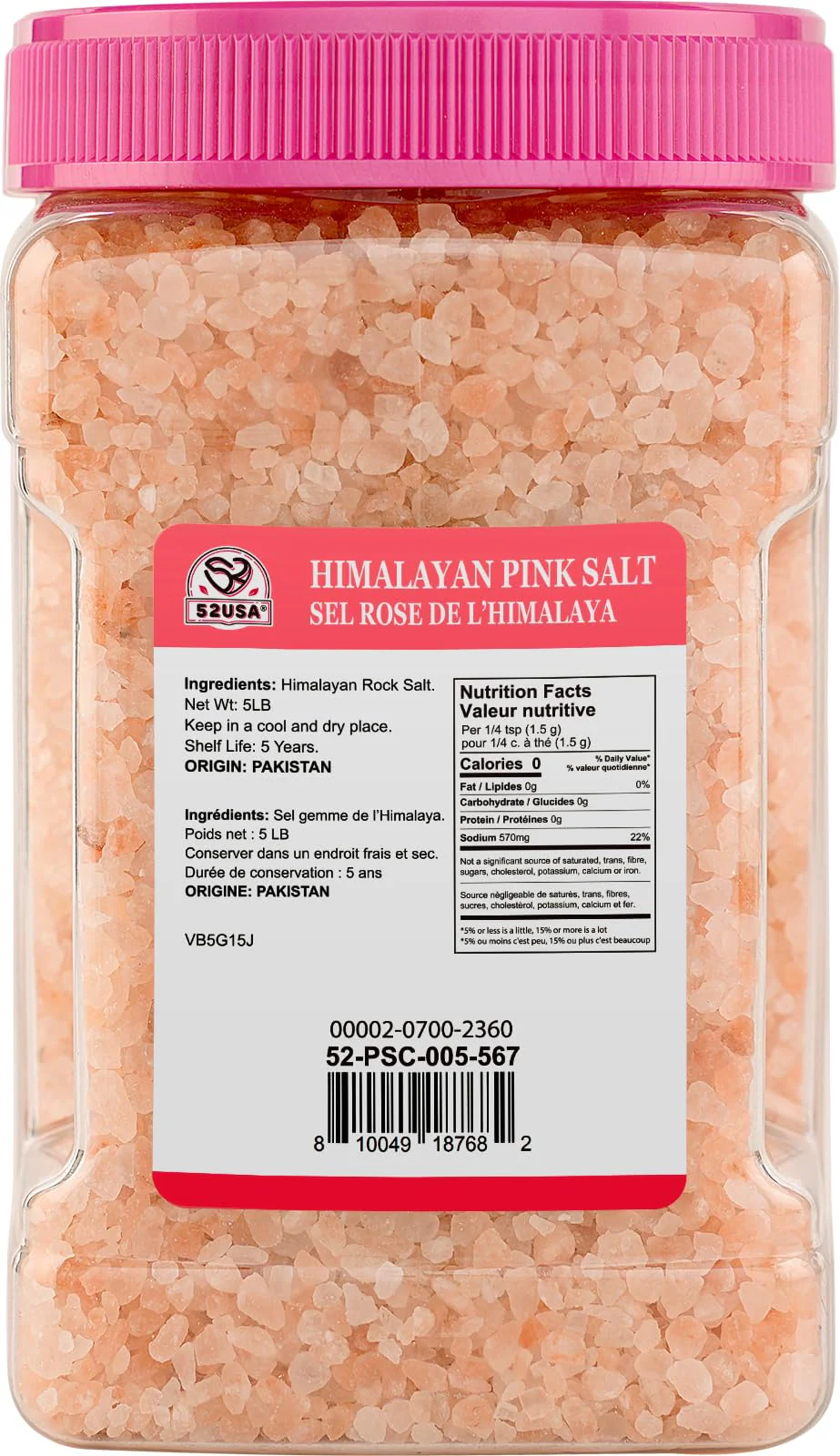 52USA โ Himalayan Pink Salt โ Coarse Grind โ 5 lb - Canadian Distribution - Ships Free Within Canada on Orders Above CAD $199 - Image 9