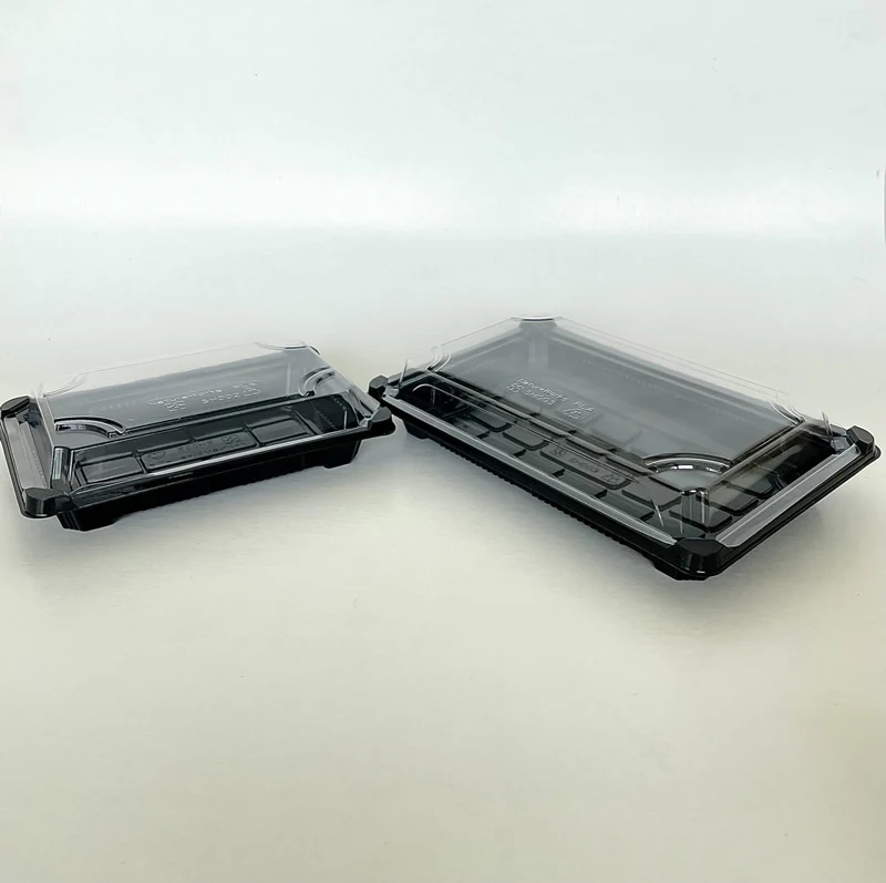 5"x 7" x 1.75” PLA Sushi Tray W/Clear Cover & Black Bottom 600cs - Disposable Take Away Food Packaging - Canadian Distribution - Image 2