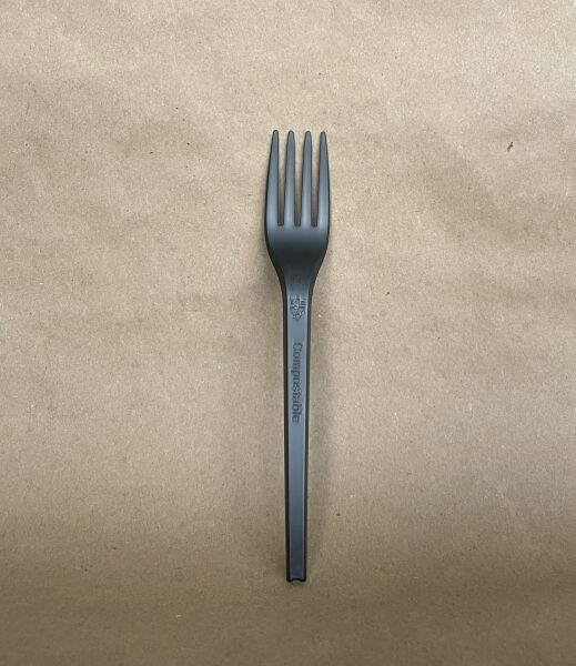 6.5" Black PLA Fork 1000cs BPI - Disposable Take Away Food Packaging - Canadian Distribution