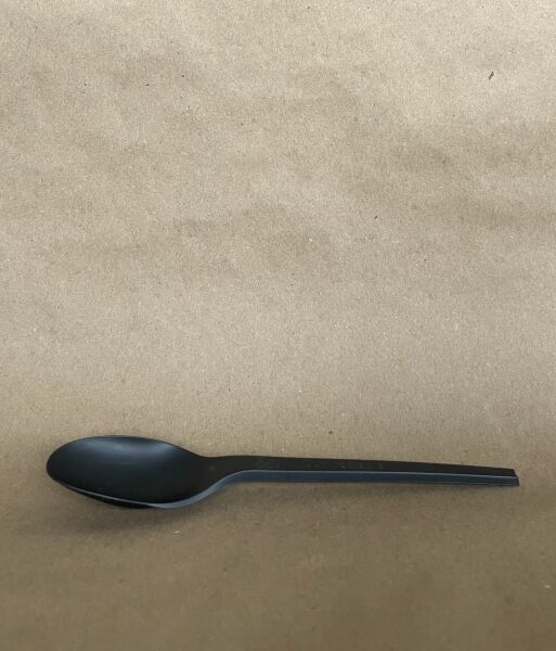6.5" Black PLA Spoon 1000cs BPI - Disposable Take Away Food Packaging - Canadian Distribution - Image 2