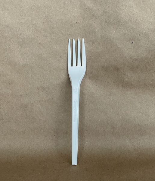 6.5" White PLA Fork 1000cs BPI - Disposable Take Away Food Packaging - Canadian Distribution