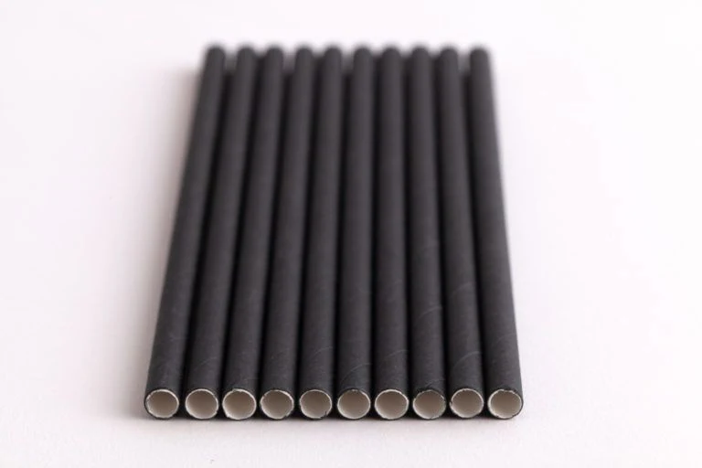 6" Solid Black Cocktail Paper Straw Unwrapped - 4 x 500 - Stone Paper Straws - Eco Friendly - Image 3