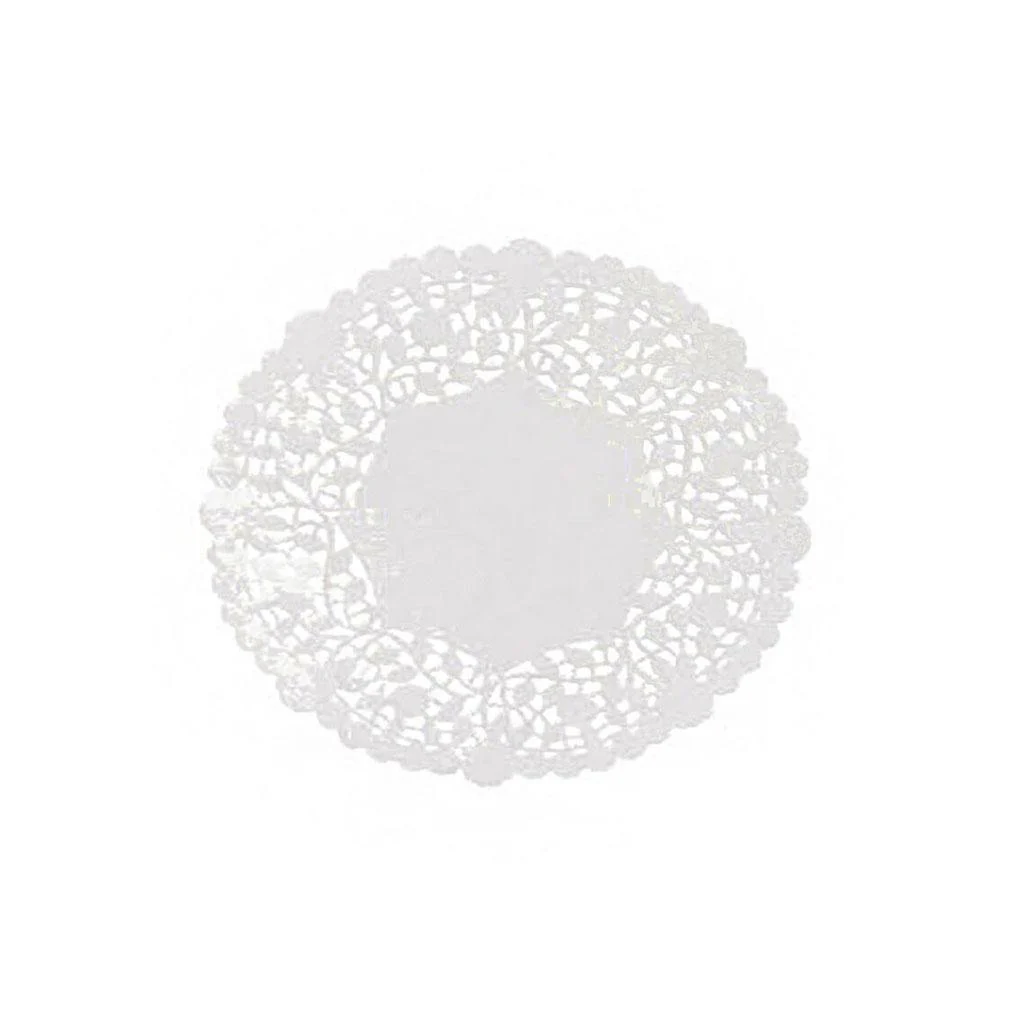 6" White Paper Lancaster Doilie with Lace - Canadian Distribution - Ships Free Within Canada on Orders Above CAD $199