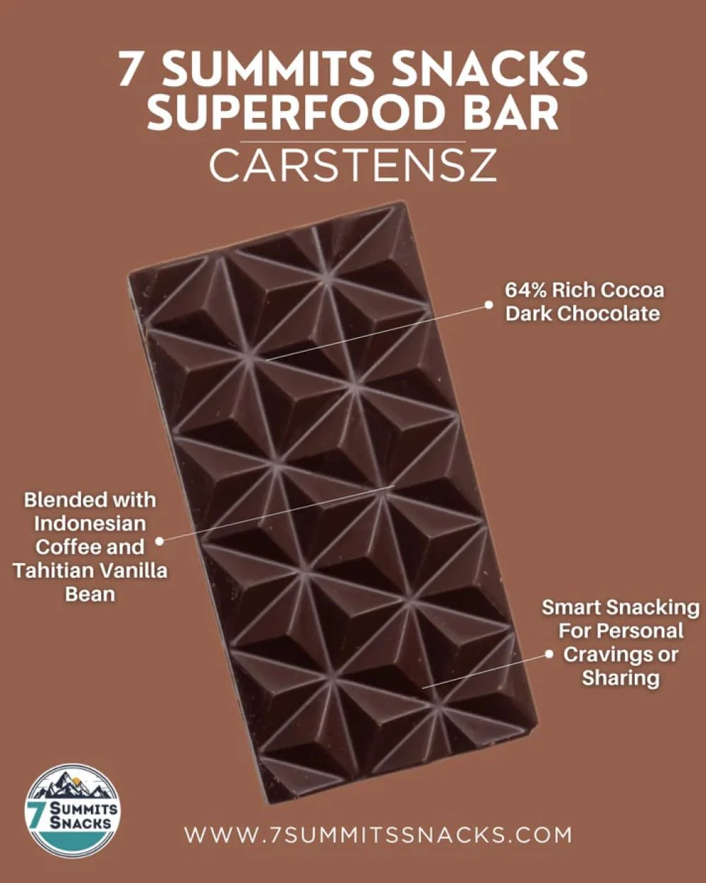 7 Summits Snacks Carstensz Superfood Chocolate Bar 12x80g - Canadian Distribution - Ships Free Within Canada on Orders Above CAD $199 - Image 5