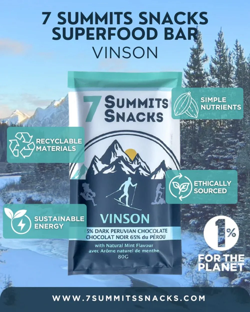 7 Summits Snacks Vinson Superfood Chocolate Bar – 12 Pack (80g each) - Canadian Distribution - Ships Free Within Canada on Orders Above CAD $199 - Image 3