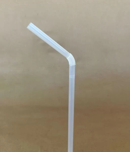 8.25" Translucent PLA Bendy Straw .25"dia Wrapped 2000cs BPI - Disposable Take Away Food Packaging - Canadian Distribution