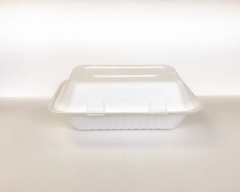 9" x 6"x 3" Sugarcane Clamshell 250cs BPI - Disposable Take Away Food Packaging - Canadian Distribution