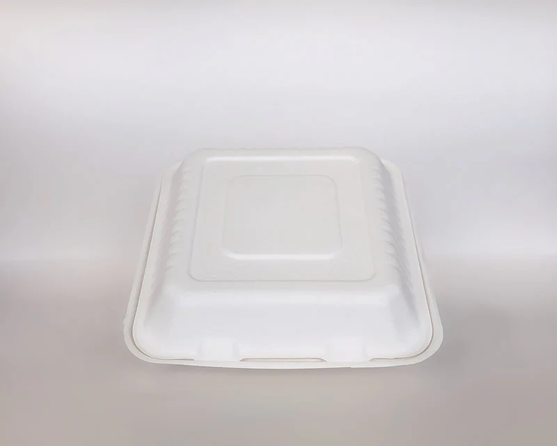 9" x 9" x 3" Sugarcane Clamshell 3 Compartment 200cs BPI - Disposable Take Away Food Packaging - Canadian Distribution - Image 2