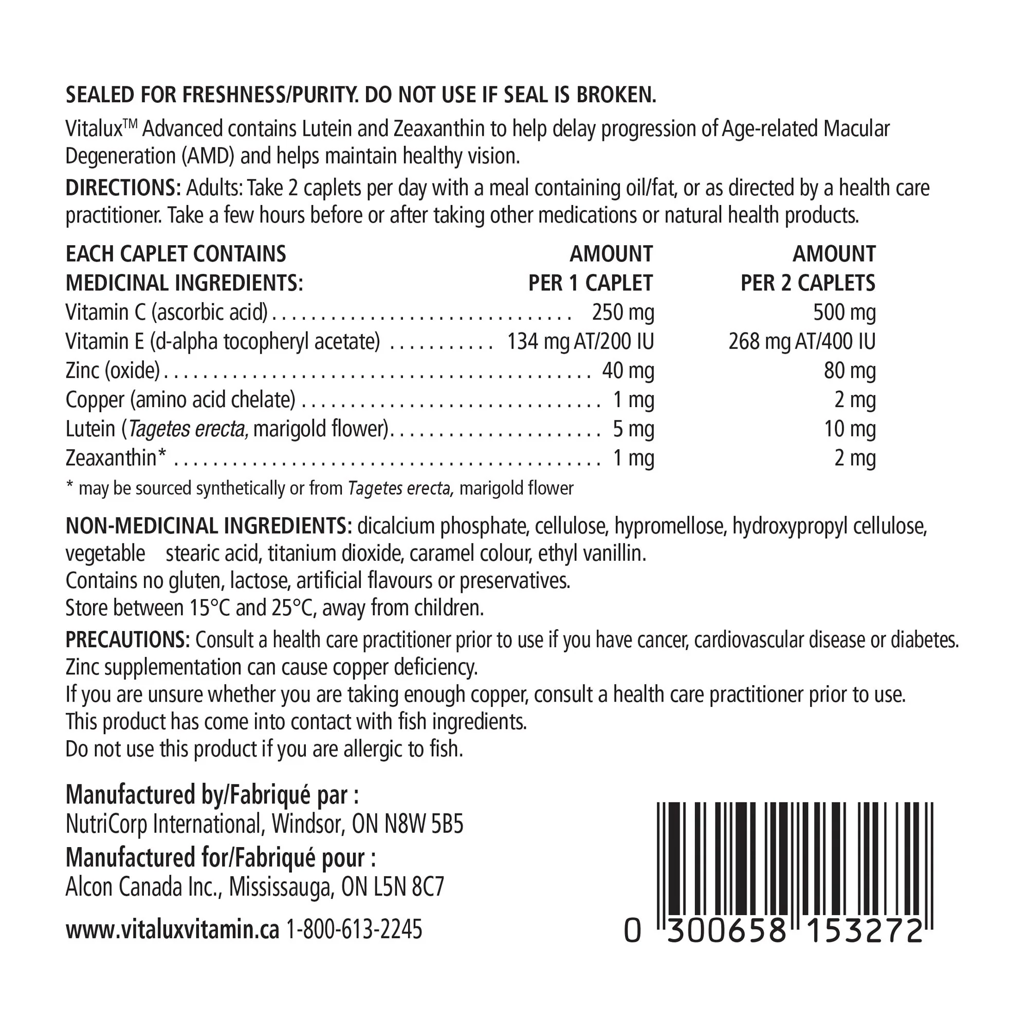 Advanced Ocular Multivitamin - 200 Coated Caplets - Vitalux - Health and Wellness - Canadian Distribution - Ships Free Within Canada on Orders Above CAD $199 - Image 2