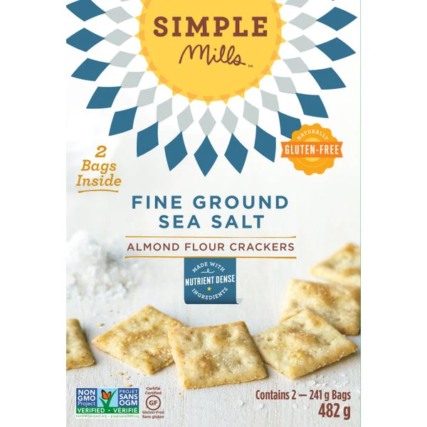 Almond Flour Crackers - 4 x 482 g - Simple Mills - Canadian Distribution - Ships Free Within Canada on Orders Above CAD $199