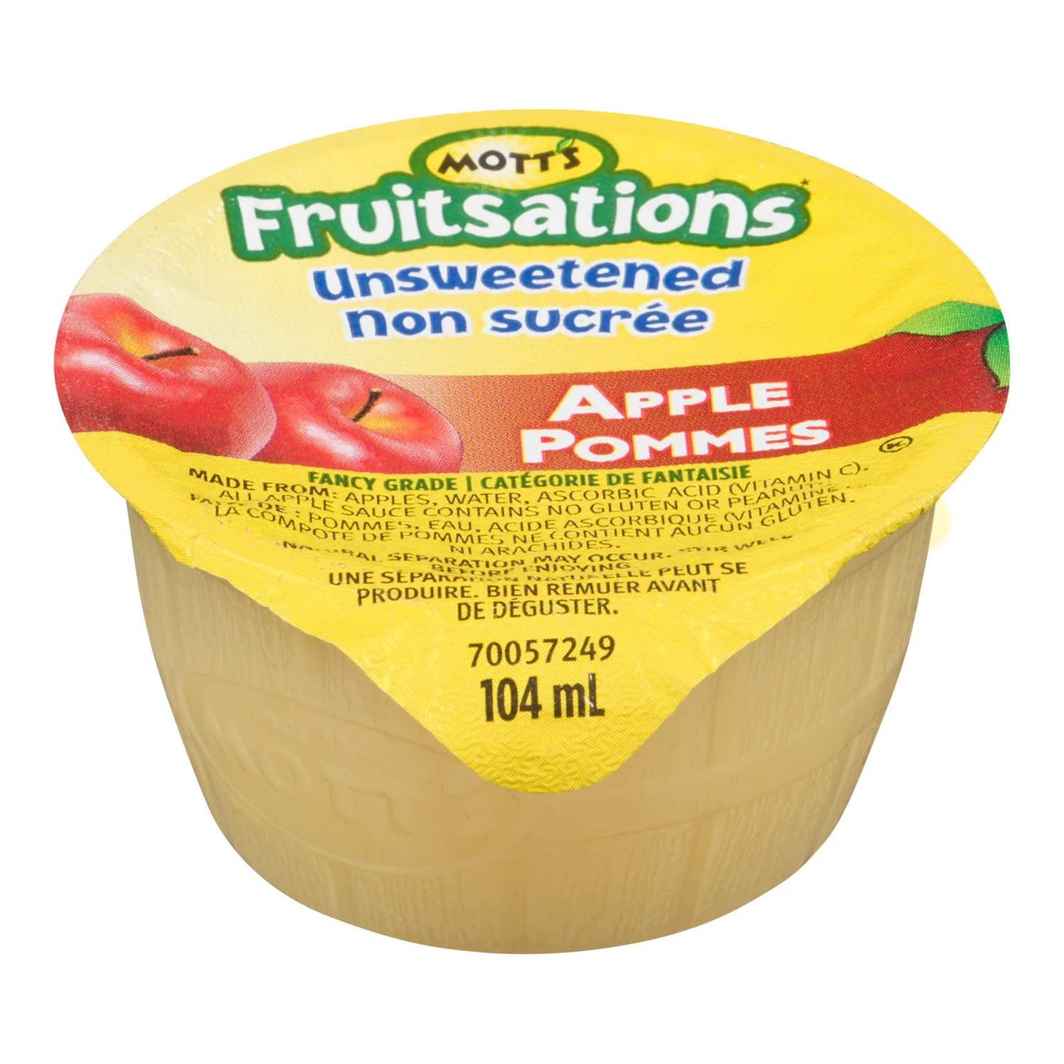 Applesauce Unsweetened - 72 x 104 mL - Fruitsations - Restaurant and Foodservice Ingredients - Canadian Distribution - Ships Free Within Canada on Orders Above CAD $199