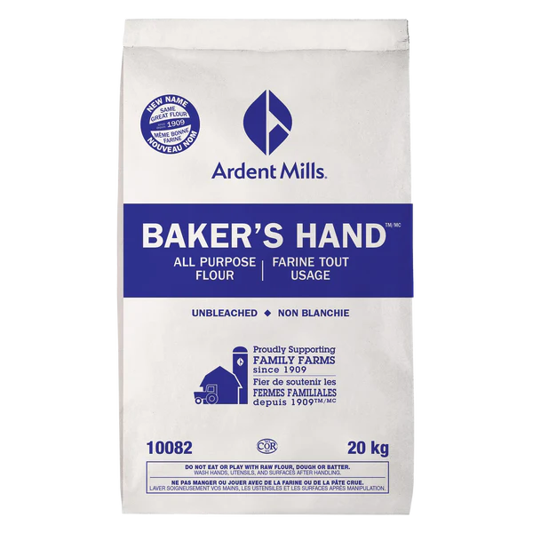Ardent Mills Baker’s Hand Unbleached All-purpose Flour - 4 x 20 kg - Grocery and Food Items - Canadian Distribution - Ships Free Within Canada on Orders Above CAD $199