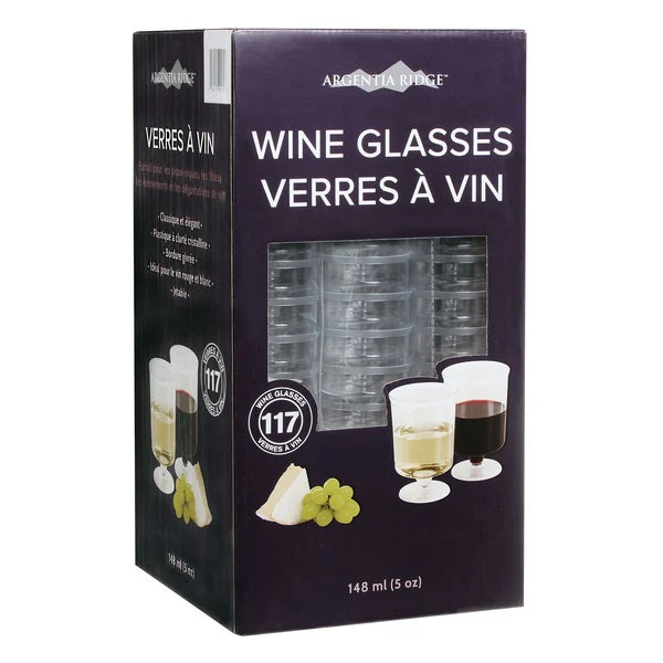 Argentia Ridge Plastic 5-oz Wine Glasses - Pack of 117 - Disposables, Restaurant Packaging and Take-Out Supplies - Canadian Distribution - Ships Free Within Canada on Orders Above CAD $199 - Image 2