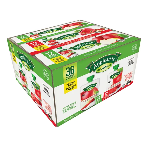Assorted Apple Snack Pack - 4 Cases x 36 Packs x 90 g - Applesnax - Canadian Distribution - Ships Free Within Canada on Orders Above CAD $199