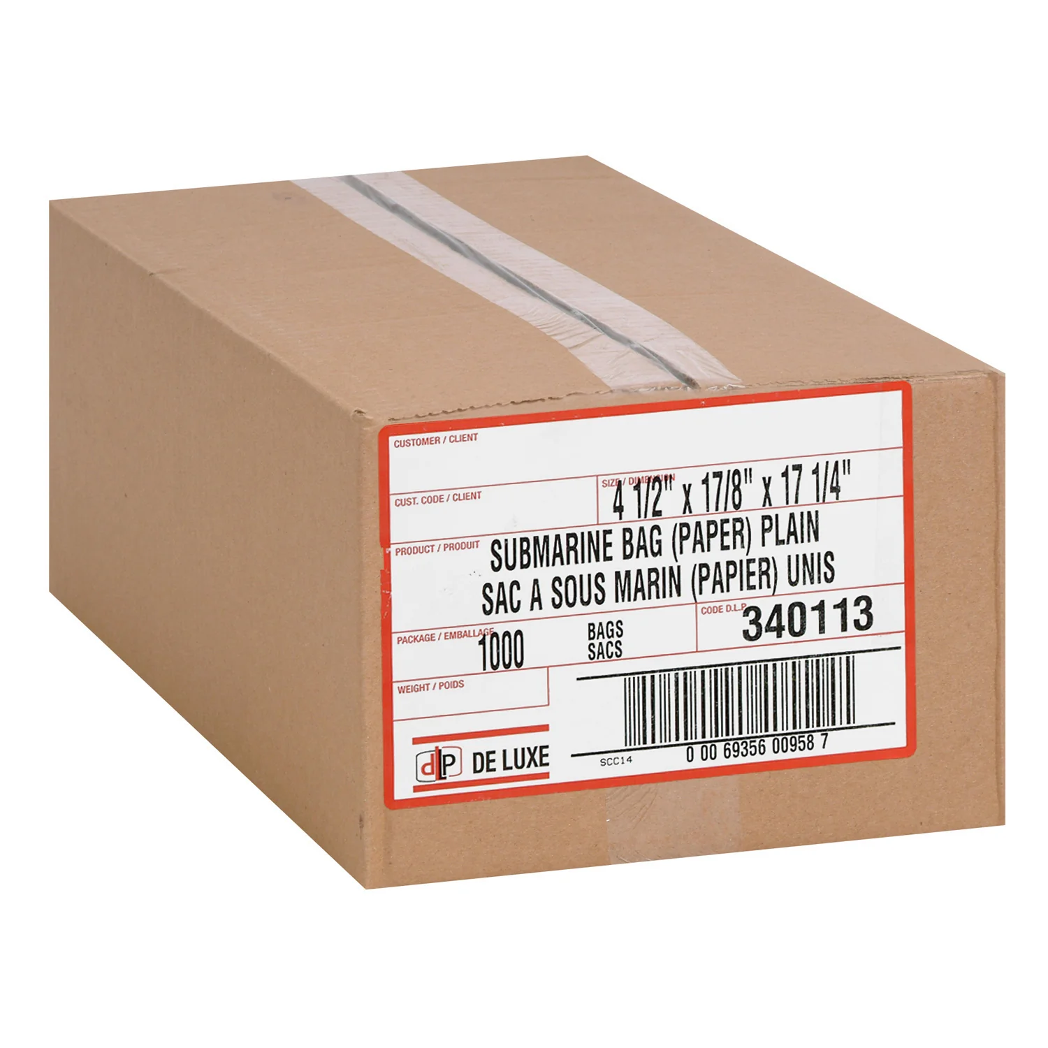 Bag Paper Sub Regular Plain - 1 x 1000 each - Deluxe Paper Pr - Packaging and Accessories - Restaurant Supplies and Equipment - Canadian Distribution - Image 2