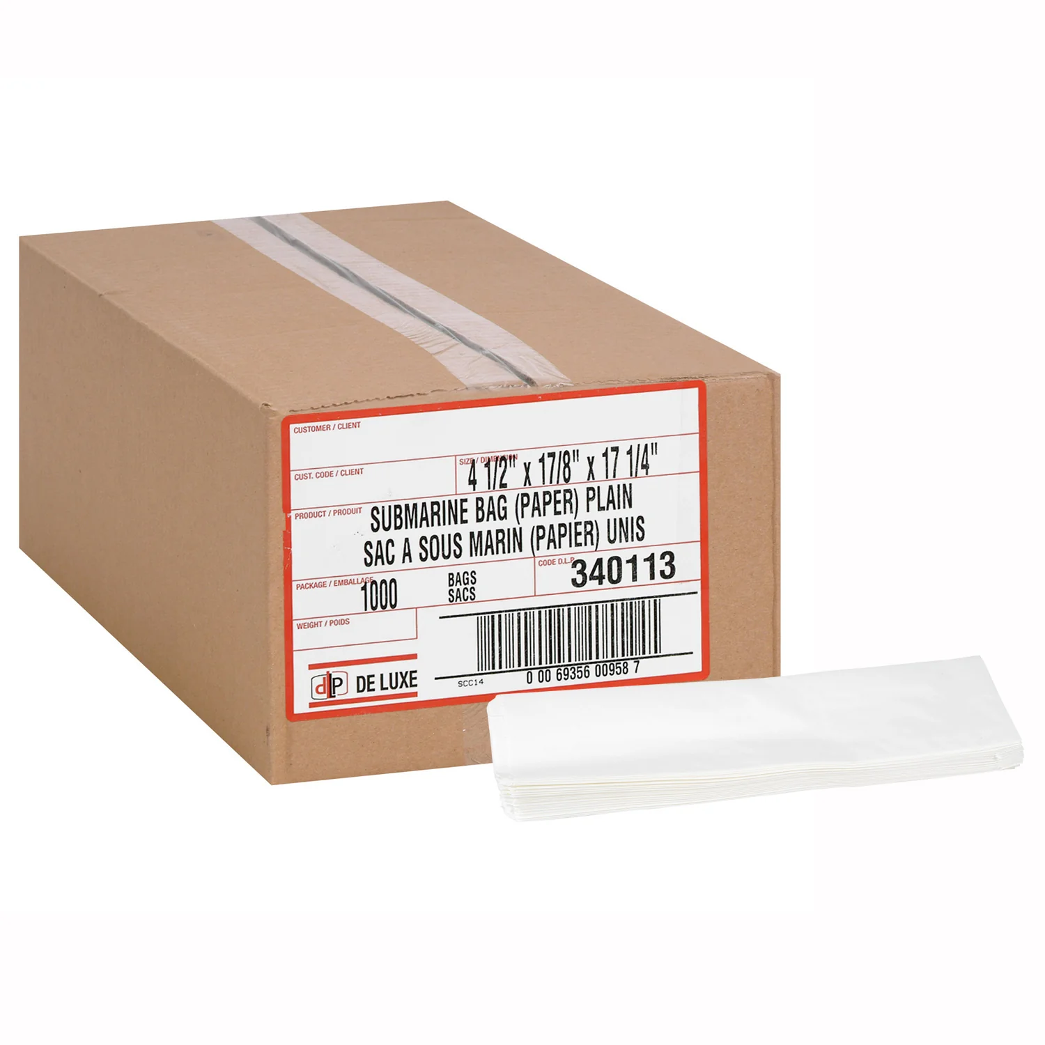 Bag Paper Sub Regular Plain - 1 x 1000 each - Deluxe Paper Pr - Packaging and Accessories - Restaurant Supplies and Equipment - Canadian Distribution - Image 3