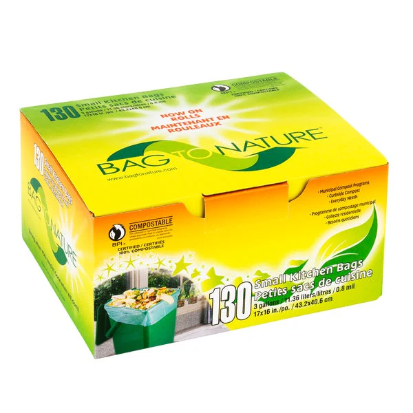 Bag to Nature Small Kitchen Compost Bags - 130-count - Disposables, Restaurant Packaging and Take-Out Supplies - Canadian Distribution - Ships Free Within Canada on Orders Above CAD $199