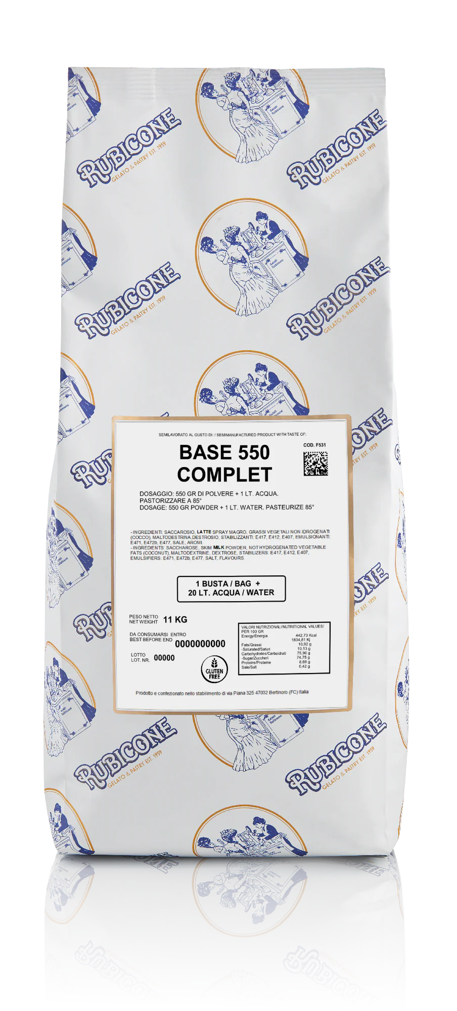 "PRE-ORDER" Base 550 Complete - Gelato Bases - Milk Bases - Hot Process - 11 KG bag - Rubicone Canada - Ships Free Within Canada on Orders Above CAD $199 - Image 2