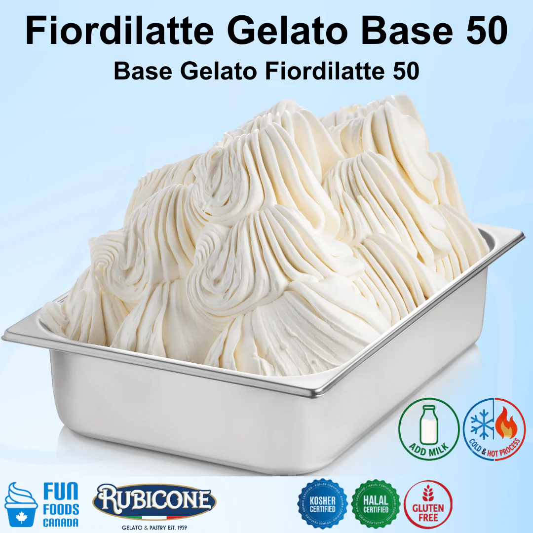 "PRE-ORDER" Base Fiordilatte 50 C/F - Gelato Bases - Milk Bases - Cold and Hot Process - Case of 8 x 2 KG bags - Rubicone Canada - Ships Free Within Canada on Orders Above CAD $199