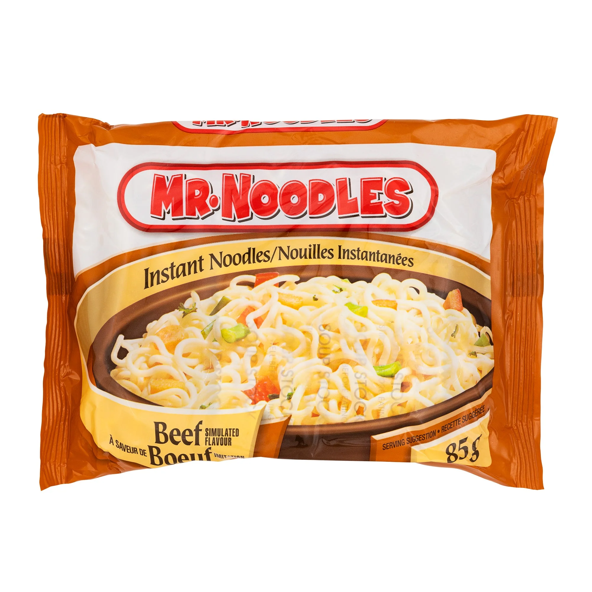 Beef Flavour Flat Instant Noodles - 4 Cases x 24 Packs x 85 g - Mr. Noodles - Canadian Distribution - Ships Free Within Canada on Orders Above CAD $199