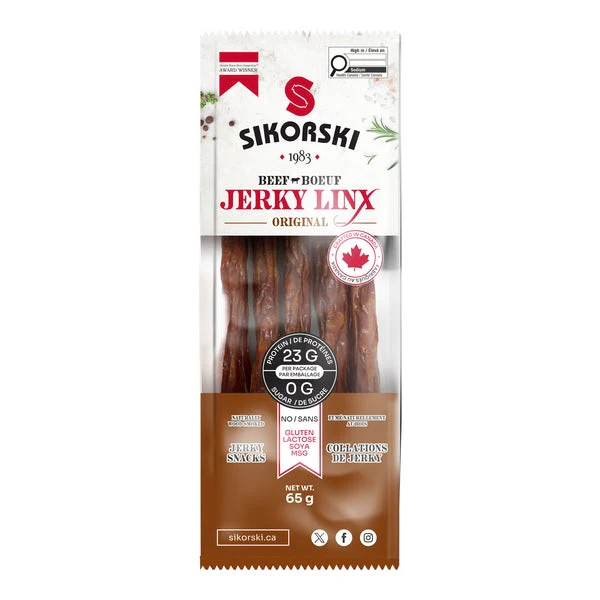 Beef Jerky Linx - 4 Cases x 18 Packs x 65 g - Sikorski - Canadian Distribution - Ships Free Within Canada on Orders Above CAD $199