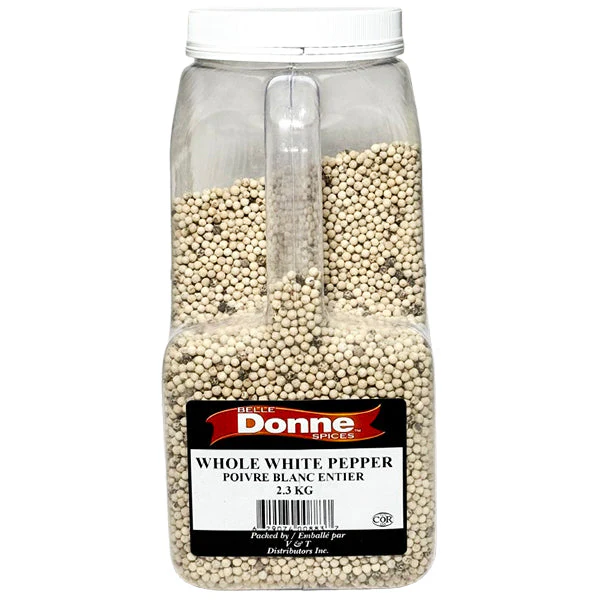 Belle Donne - WHOLE WHITE PEPPER 2.3 KG - Seasonings & Spices - Canadian Distribution - Ships Free Within Canada on Orders Above CAD $199