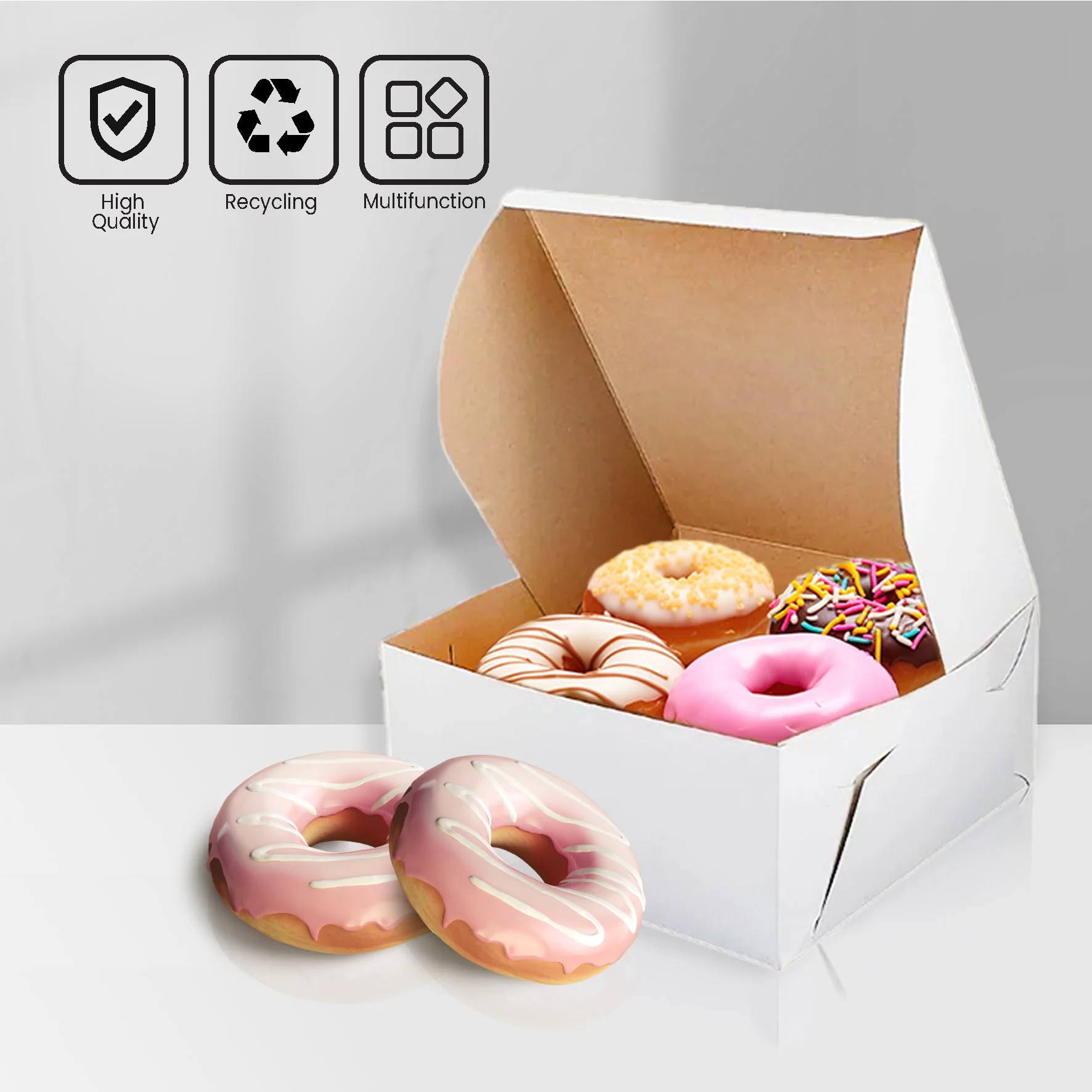 EB - White Cake Boxes - 8x8x5 - Image 5