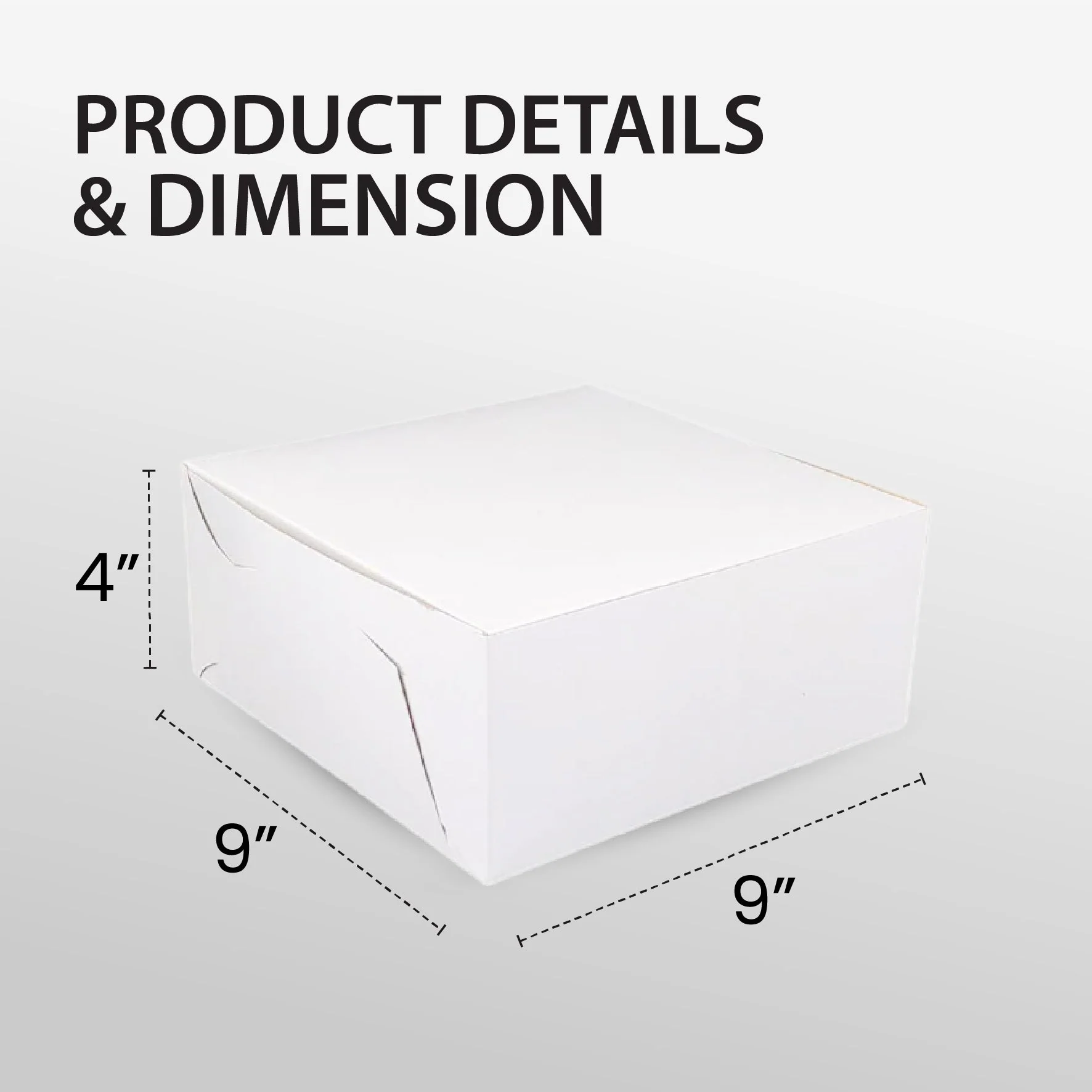 EB - White Cake Boxes - 9x9x4 - Image 2
