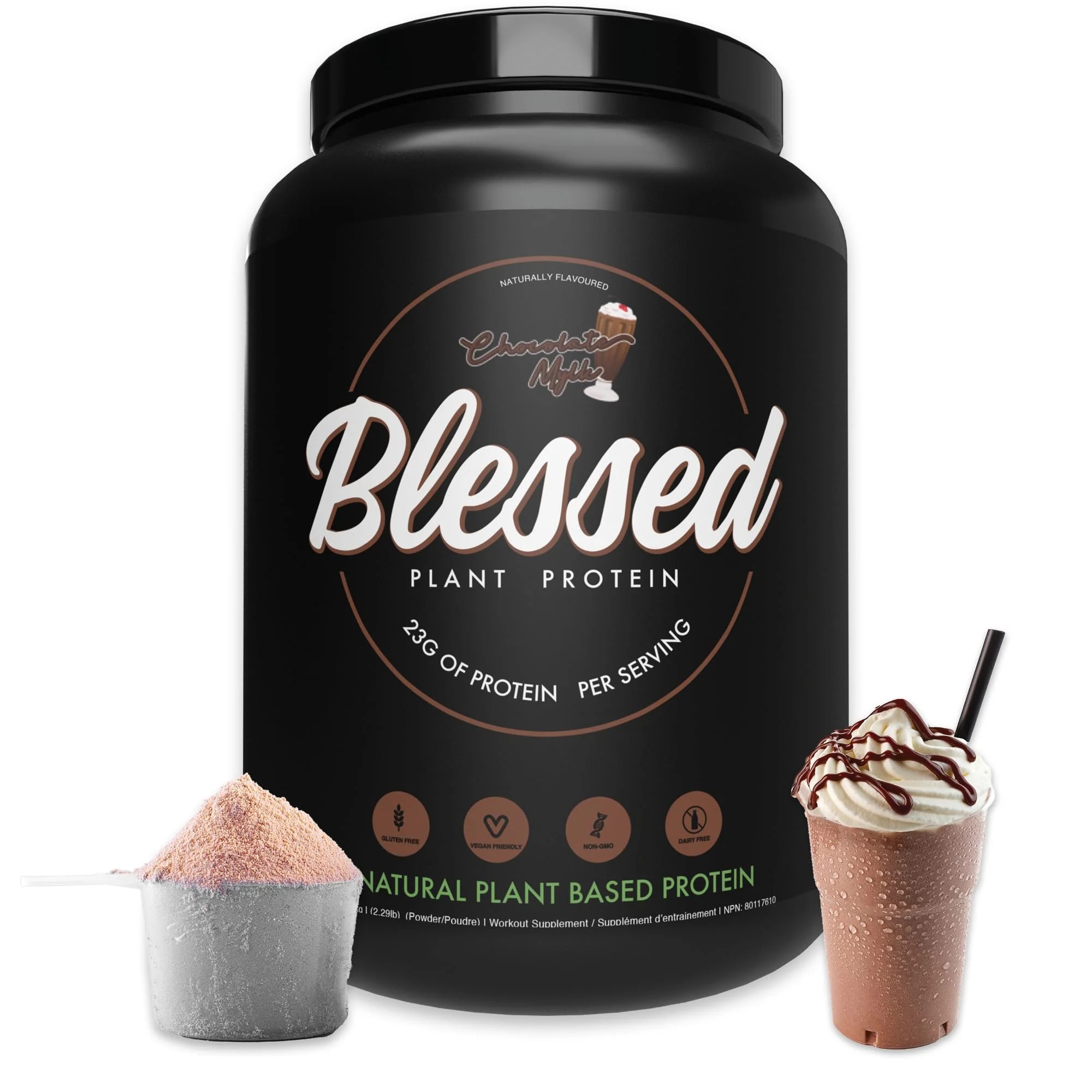 Blessed โ Vegan Protein Powder โ Chocolate Mylk โ 30 Servings - Canadian Distribution - Ships Free Within Canada on Orders Above CAD $199
