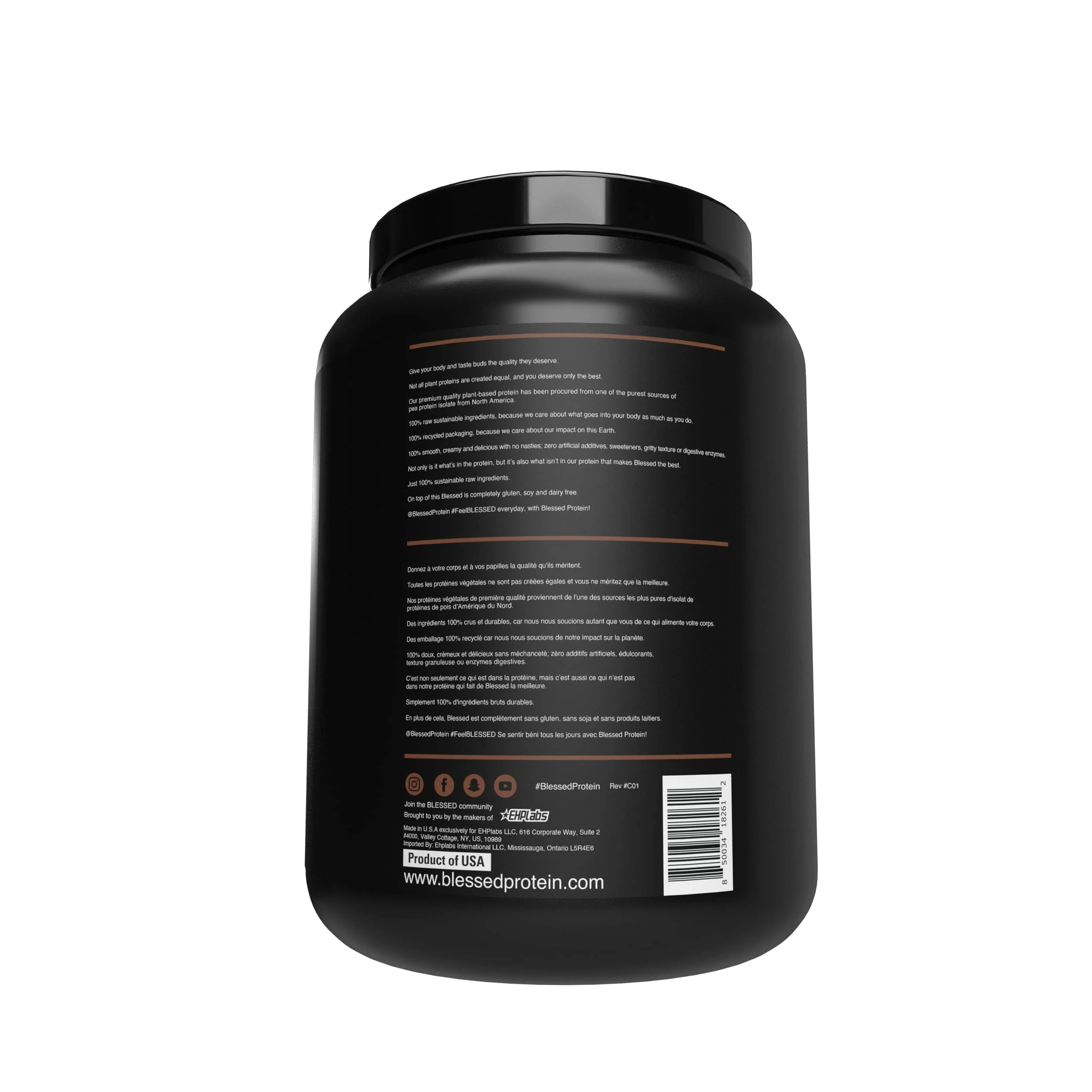 Blessed โ Vegan Protein Powder โ Chocolate Mylk โ 30 Servings - Canadian Distribution - Ships Free Within Canada on Orders Above CAD $199 - Image 2