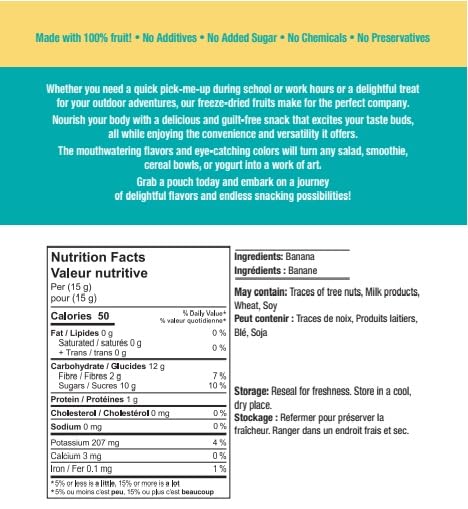 Bliss Snacks Freeze-Dried Banana Slices 2 x 50g - Canadian Distribution - Ships Free Within Canada on Orders Above CAD $199 - Image 4