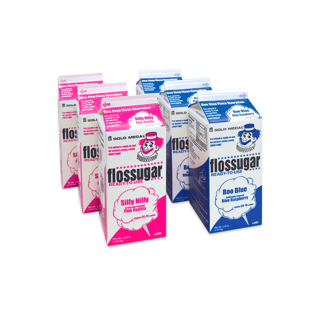 Boo Blue/Silly Nilly Cotton Candy Flossugar Combo Pack | Cotton Candy Supplies Canada | 6 x 3.25lbs per case | Ships Free Within Canada on Orders Above CAD $199