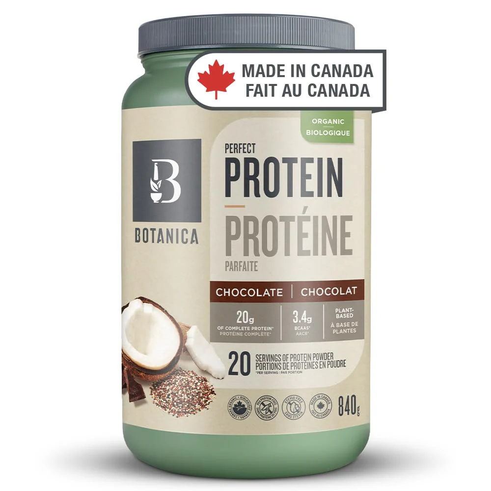 Botanica โ Perfect Protein Powder โ Chocolate โ 840g โ Vegan stevia free - Canadian Distribution - Ships Free Within Canada on Orders Above CAD $199