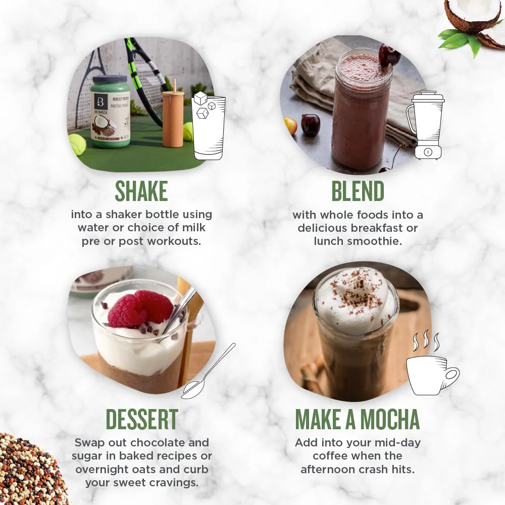 Botanica โ Perfect Protein Powder โ Chocolate โ 840g โ Vegan stevia free - Canadian Distribution - Ships Free Within Canada on Orders Above CAD $199 - Image 5