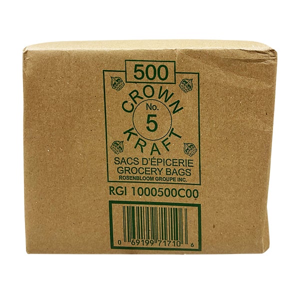 Brown Grocery Bag 5lb - Pack Of 500 - Disposables, Restaurant Packaging and Take-Out Supplies - Canadian Distribution - Ships Free Within Canada on Orders Above CAD $199