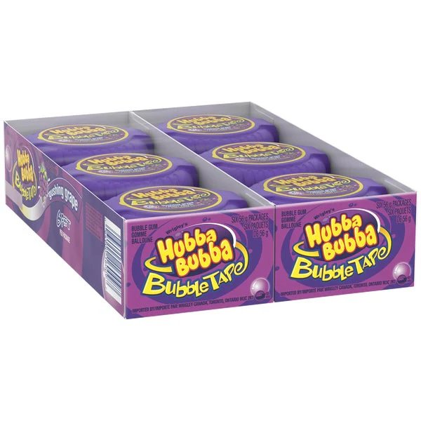 Bubble Tape Grape - 4 Cases x 12 Packs x 56 g - Hubba Bubba - Canadian Distribution - Ships Free Within Canada on Orders Above CAD $199