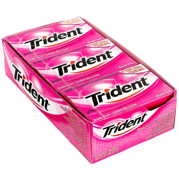 Bubblegum - 4 Cases x 12 Packs x 14 Pieces - Trident - Canadian Distribution - Ships Free Within Canada on Orders Above CAD $199