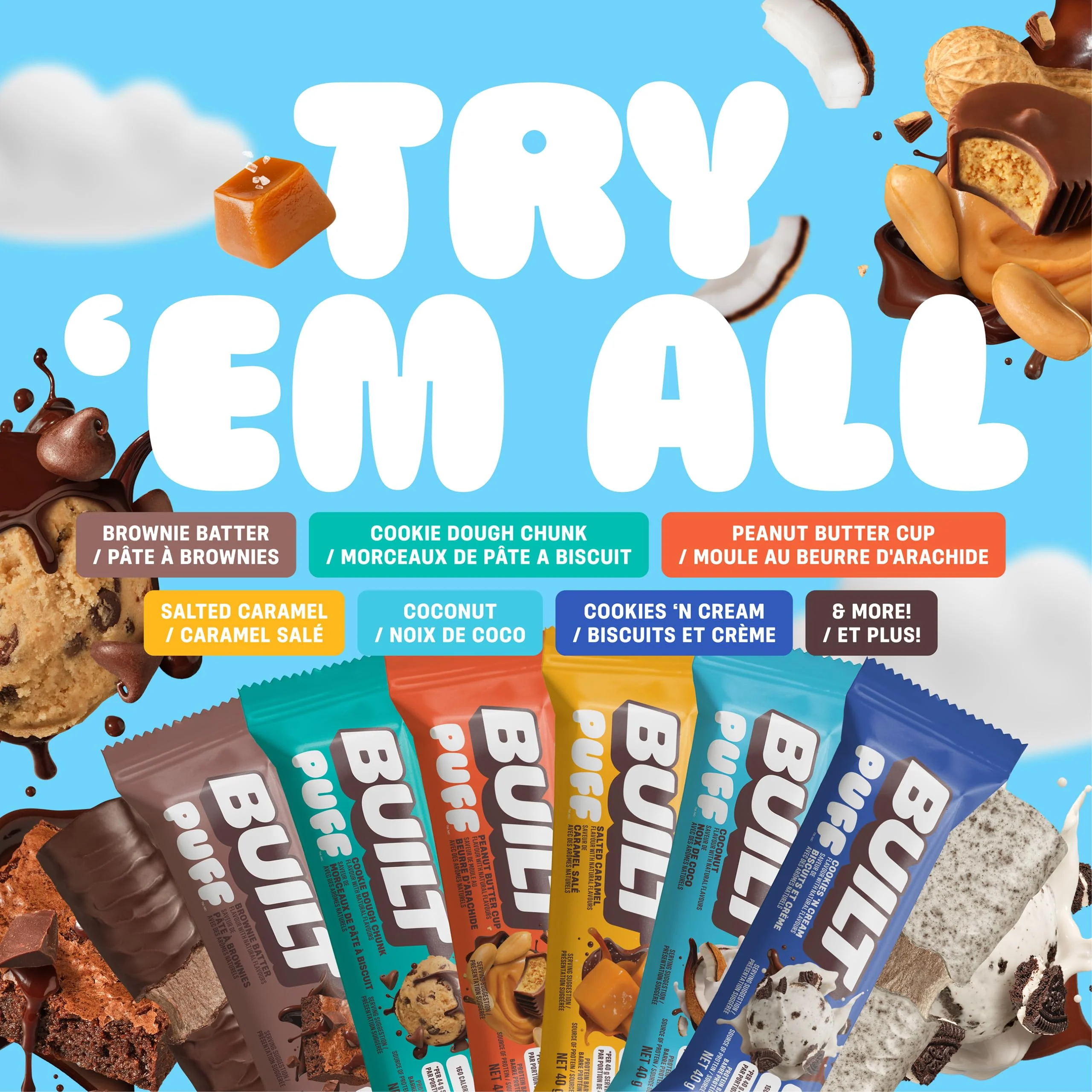Built Bar Puff Protein Bars – Brownie Batter Flavor (12-Count Box) - Canadian Distribution - Ships Free Within Canada on Orders Above CAD $199 - Image 3