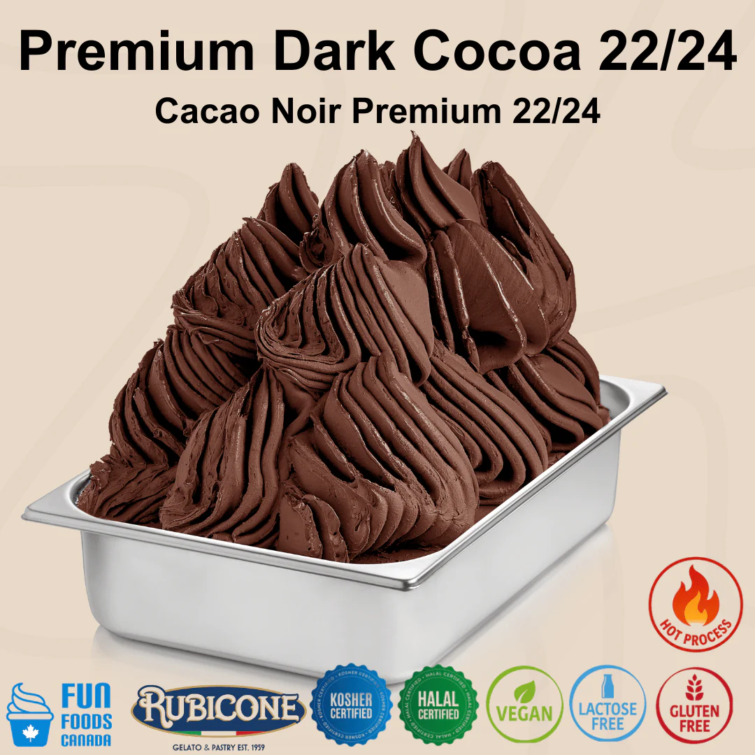 "PRE-ORDER" Cacao Amaro 22-24 - Gelato Bases - Chocolate Bases - Hot Process - Case of 4 x 3 KG bags - Rubicone Canada - Ships Free Within Canada on Orders Above CAD $199