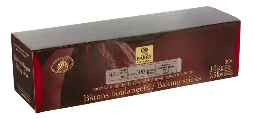 Cacao Barry - Baking - Chocolate Batons Baking Sticks (8 cm) - 1.6kg Box - Case of 15 x 1.6kg - Canadian Distribution - Ships Free Within Canada on Orders Above CAD $199