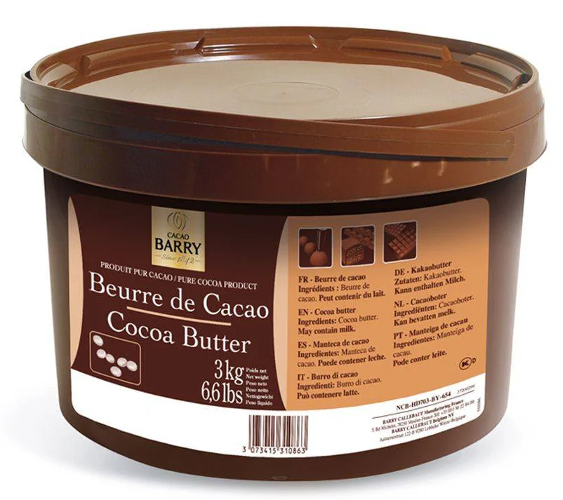 Cacao Barry - Cocoa Butter – 3kg (6.6 lbs) - 100% Pure Deodorized Cocoa Butter - Canadian Distribution - Ships Free Within Canada on Orders Above CAD $199