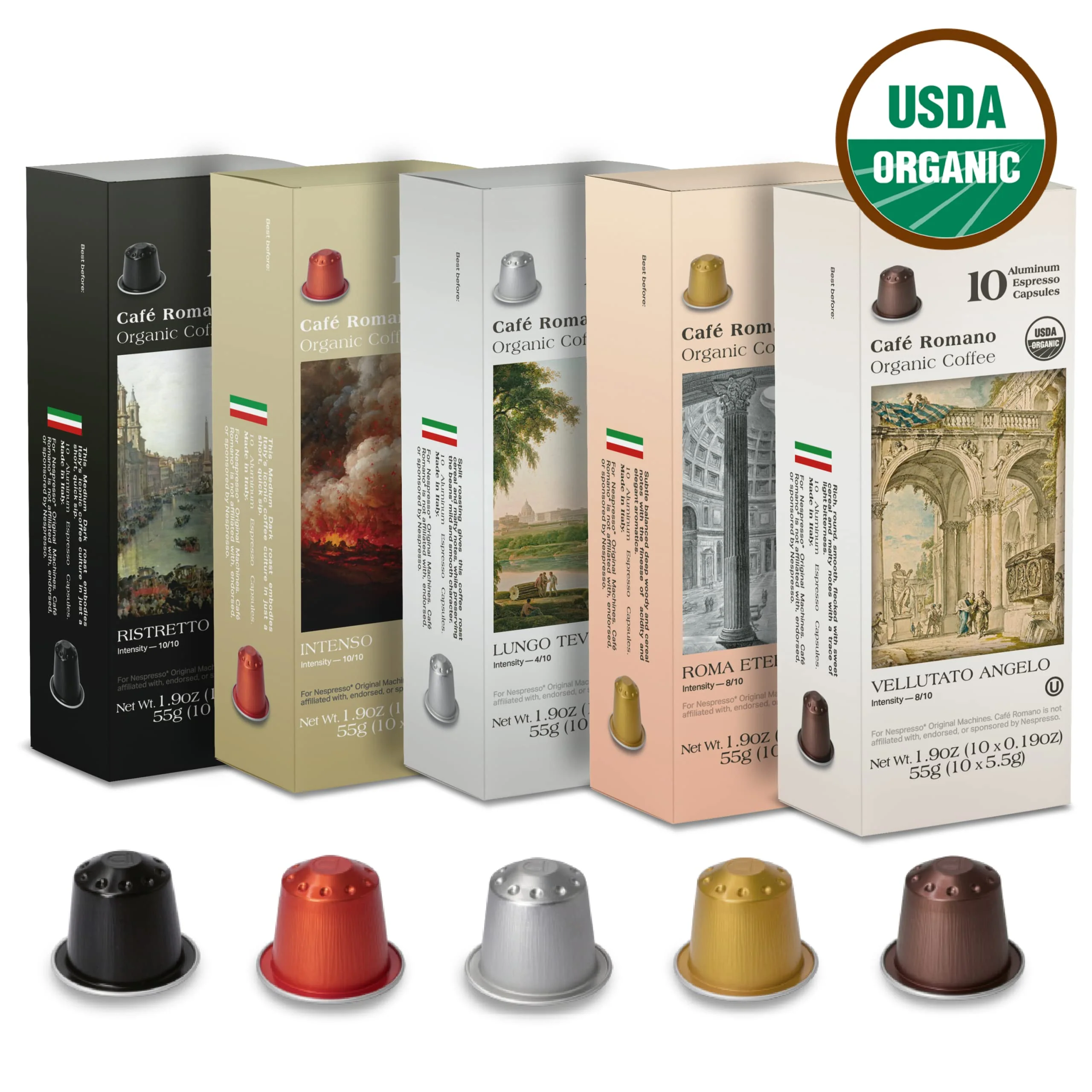 Café Romano – Organic Espresso Pods – Variety Pack – 100 Pods - Canadian Distribution - Ships Free Within Canada on Orders Above CAD $199 - Image 4